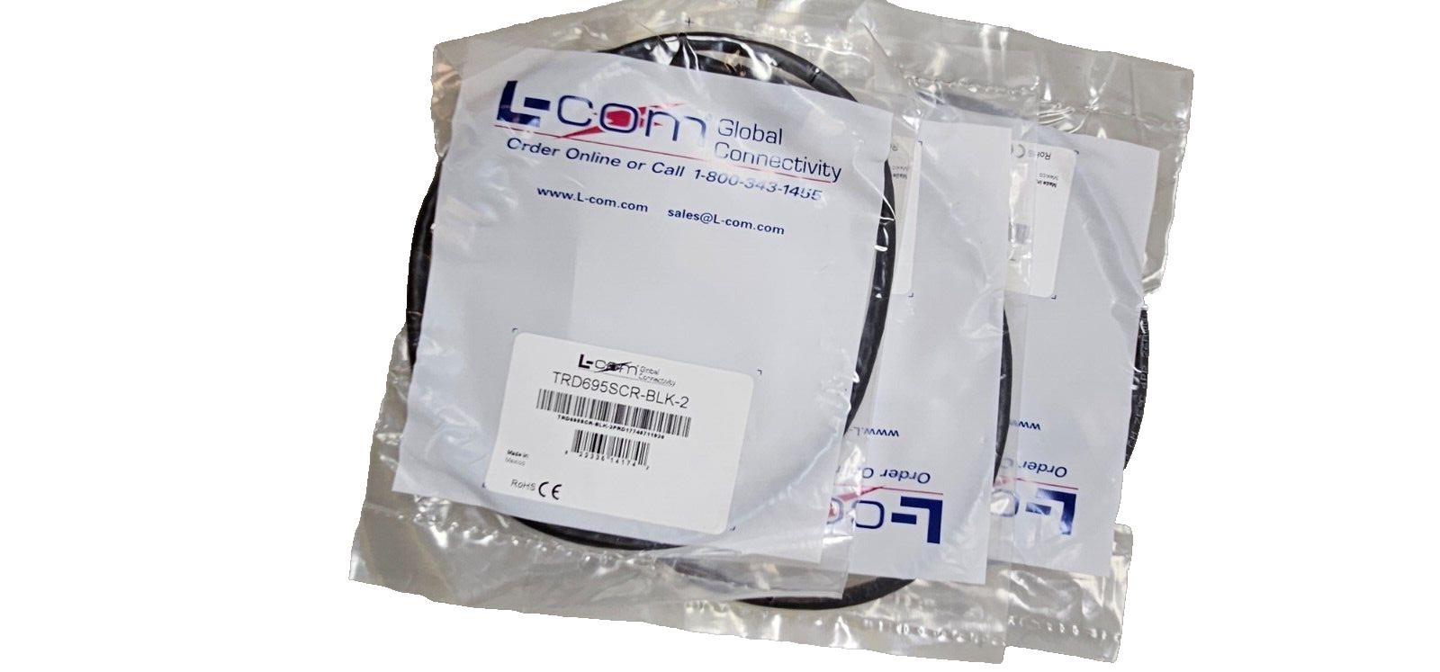 1PCS L-Com TRD695SCR-BLK-2 Shielded Cat 6, RJ45, PVC Jacket, Black, 2ft, EMI/RFI