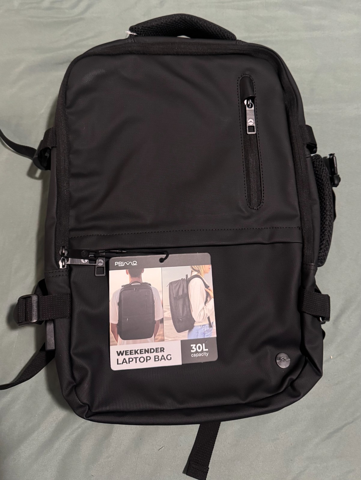 Primo Weekender Laptop Bag Black w/ USB Charging Port Travel Business Case