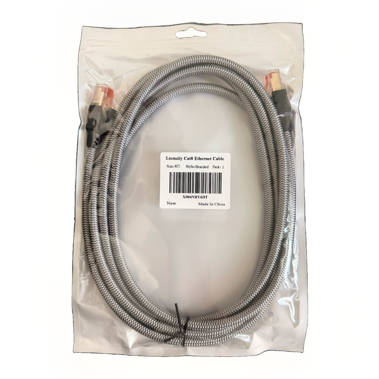 Cat 8 Ethernet Cable 8 ft, Nylon Braided High Speed Heavy Duty Network LAN 