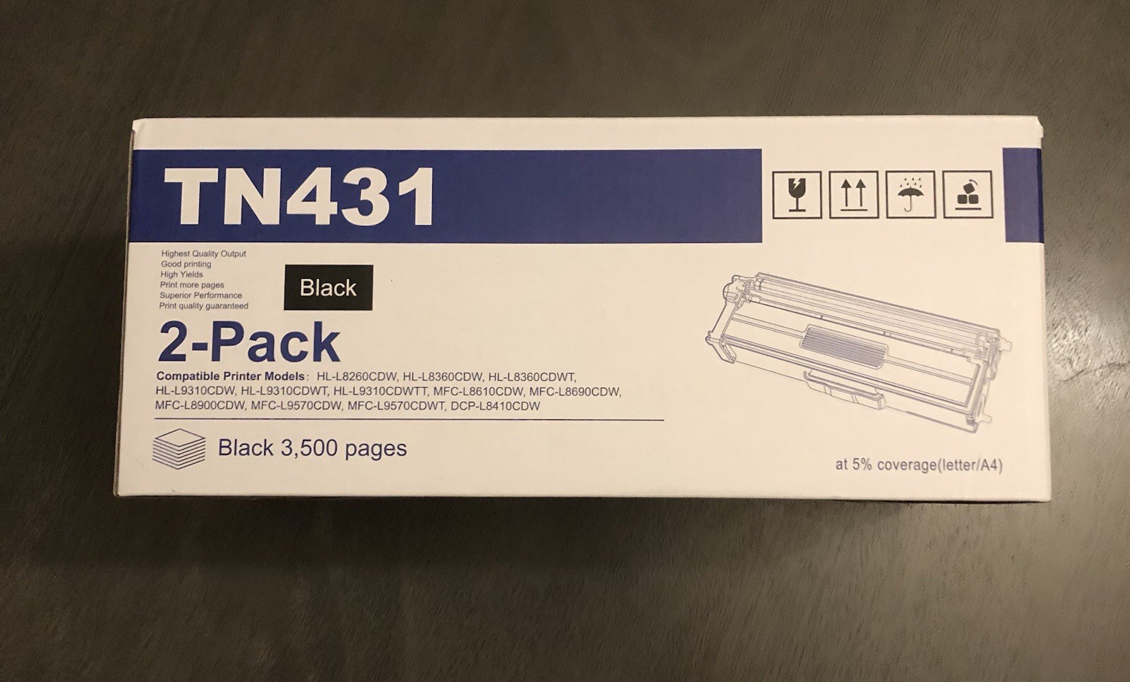 TN431 Black Toner Cartridge 2- Pack  MOLIMER High Yield    New