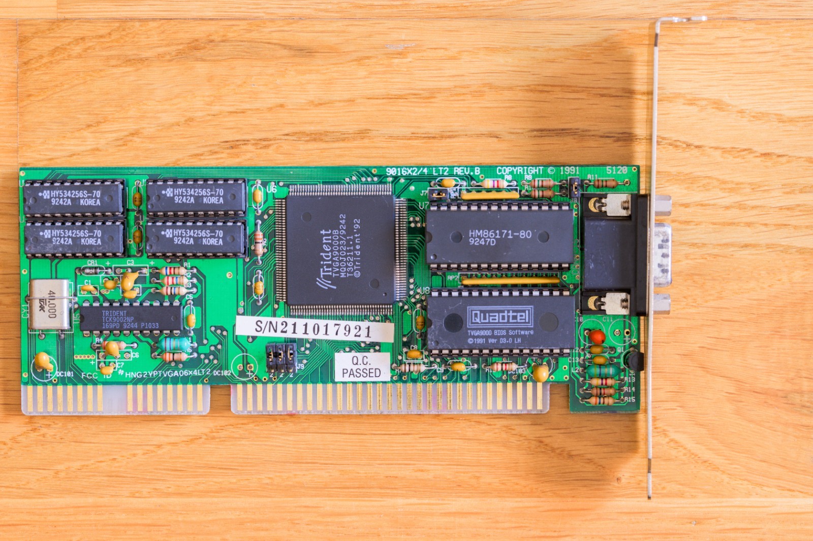 Trident TVGA9000B | ISA VGA Video Card with 512kB RAM - Working