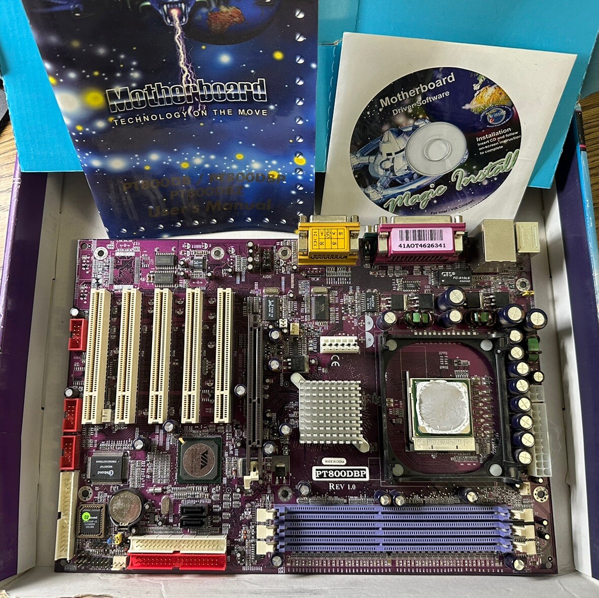 Vintage Mach Speed Motherboard PT800DBP, Complete In Box  Retro Gaming/PC