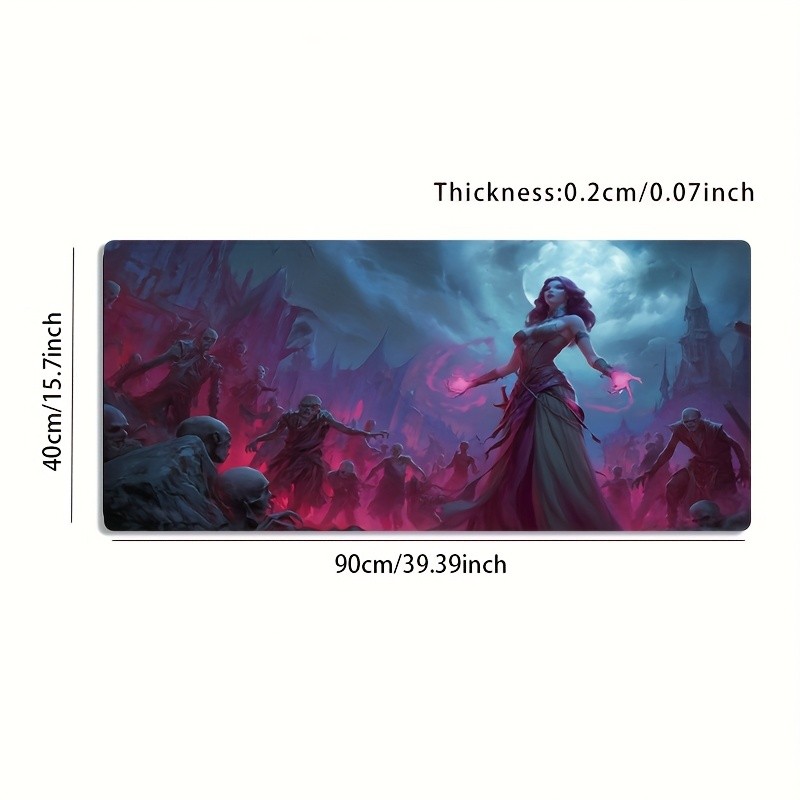 1 Large-sized E-sports Gaming Mouse Pad Featuring a Dark Witch and Zombie Hord
