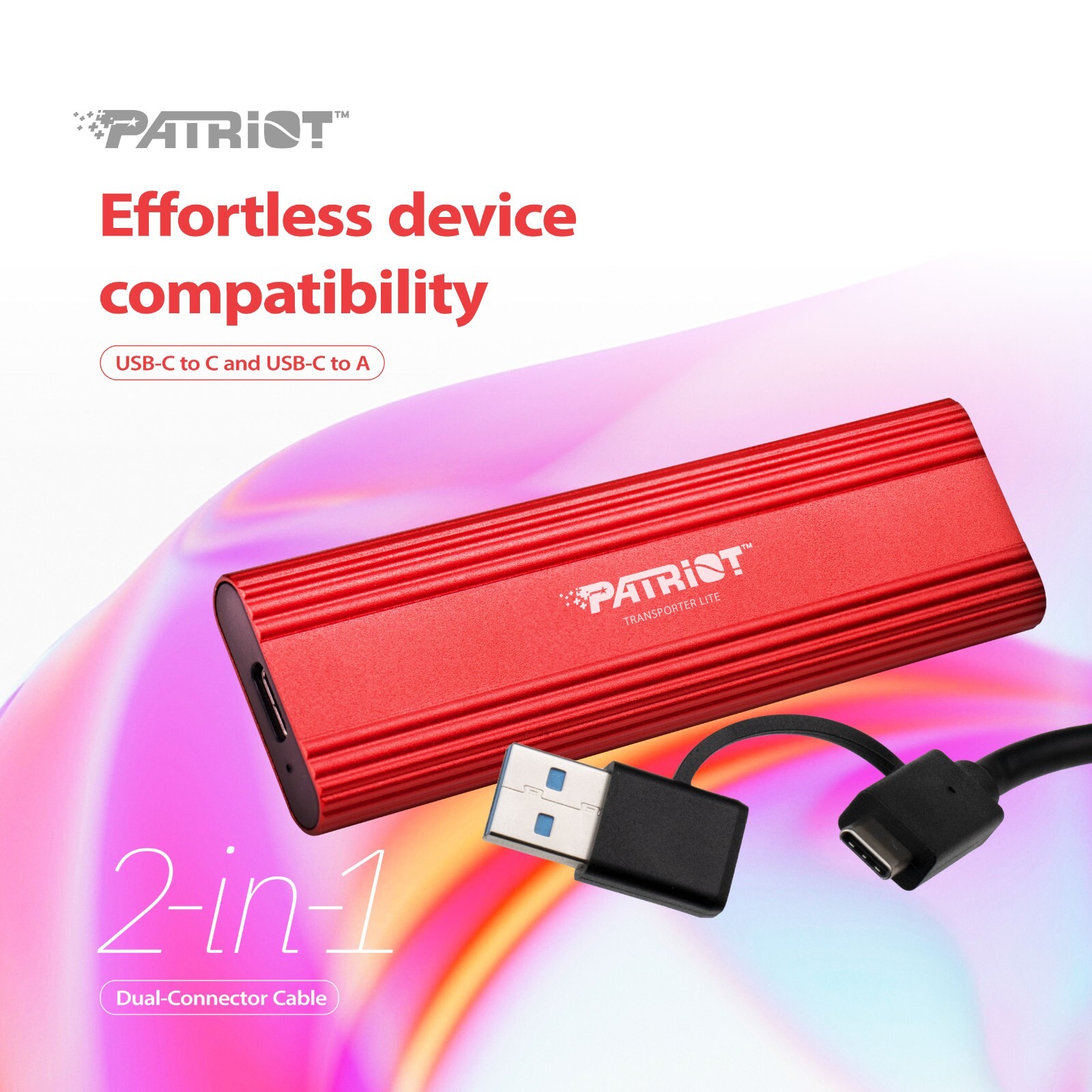 Patriot TLite 1TB External Portable SSD USB 3.2 Type-C OTG Mobile/PC/Laptop/MAC
