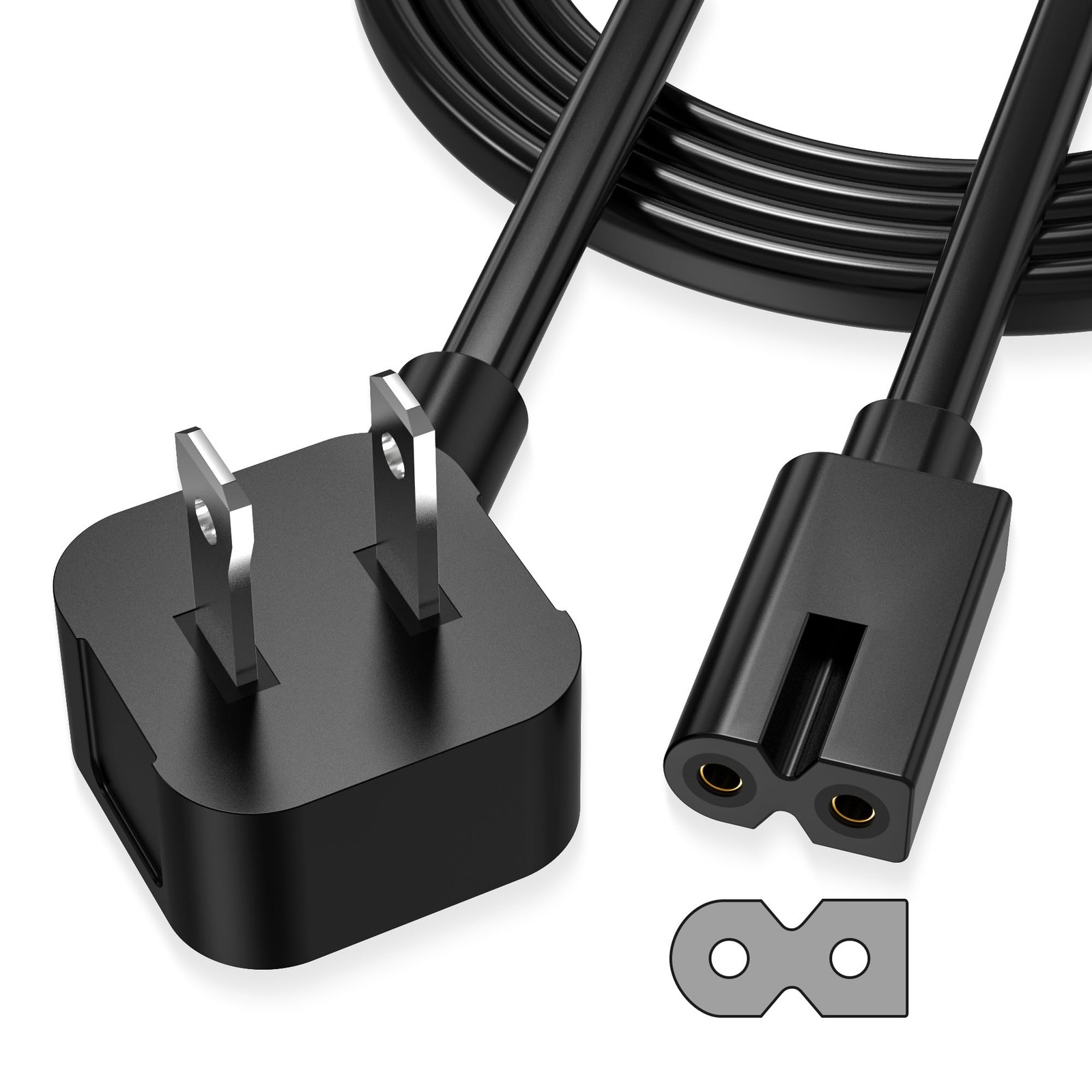 AGVEE 10ft 2 Prong Polarized TV Power Cord 18AWG IEC C7 Black for Vizio PS1 PS2