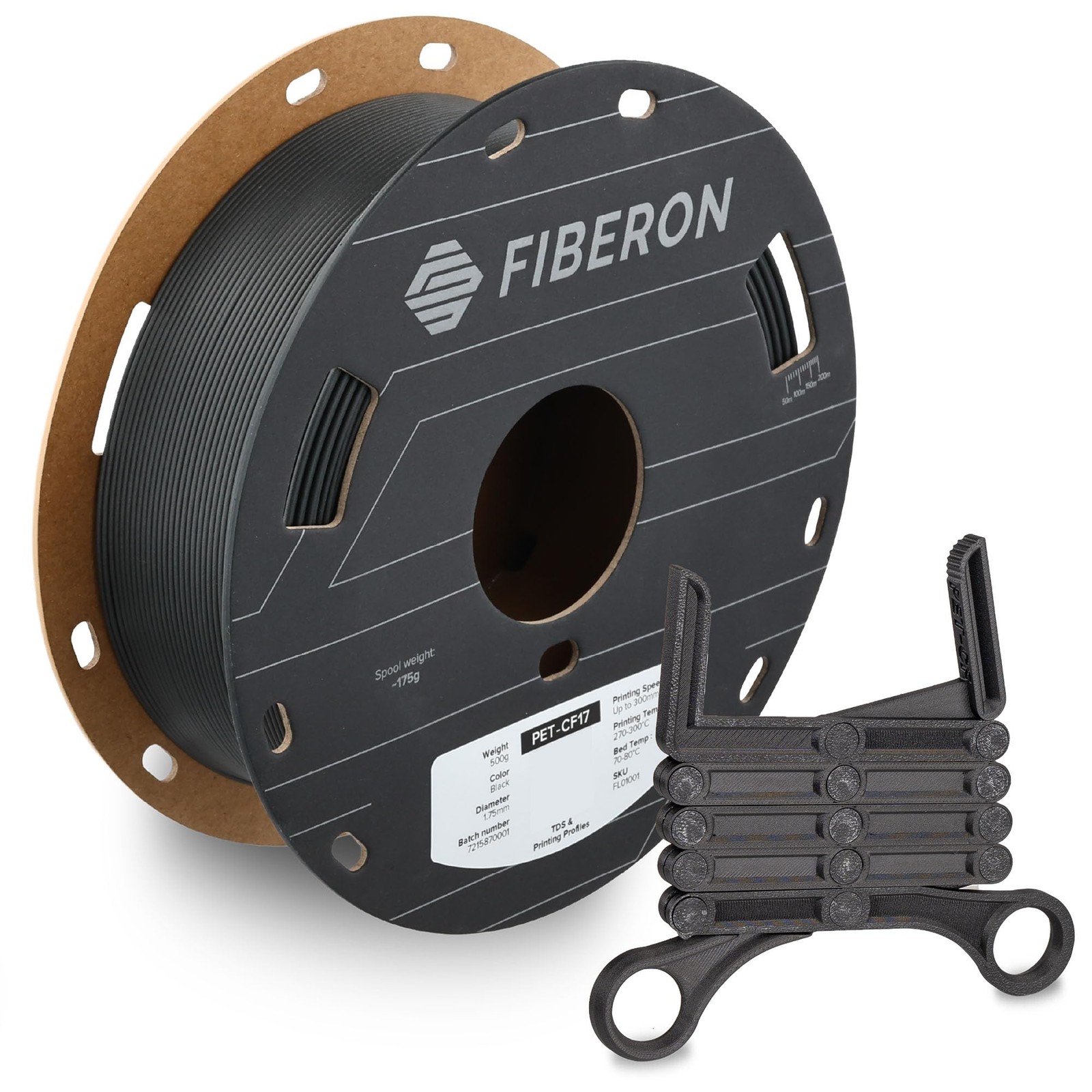 Polymaker PET, 111 - 1.75mm Fiberon Pet-cf17 Black 0.5kg (Hex Code: #302e2f)