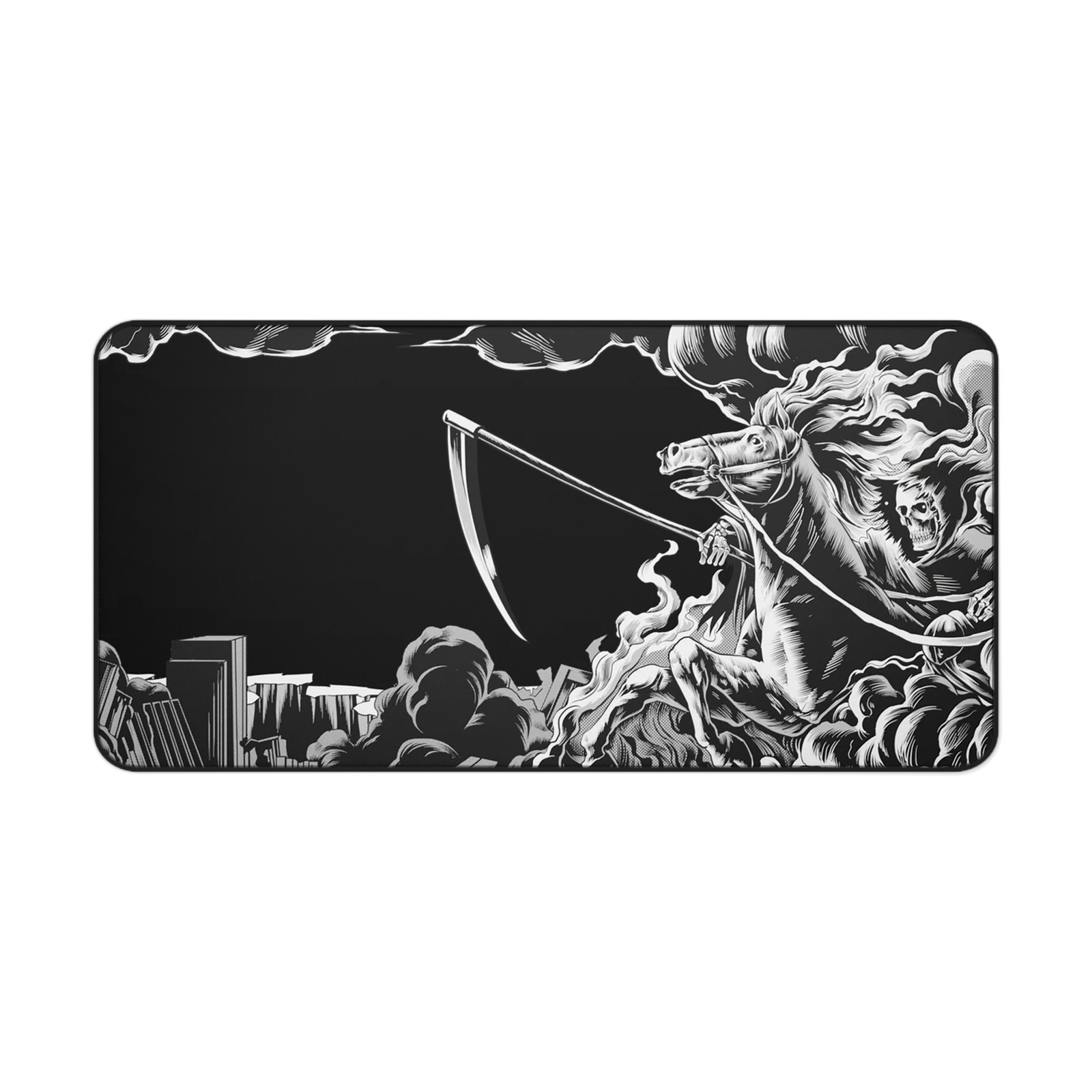 Grim Reaper Scythe Rider Desk Mat | Black Gothic Gaming Mousepad