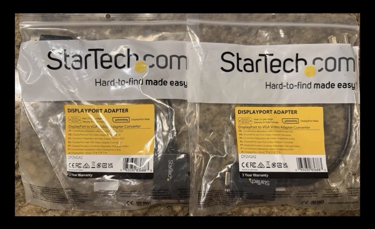 (Lot of 2) Smart Tech Display Port Adapter VGA-15 Pin-HD-D sub-fm/Display Port m