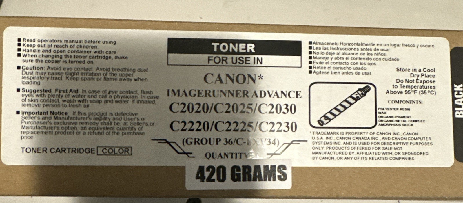 Canon C-EXV 33 Toner Cartridge  Original Black Genuine Canon NEW SEALED