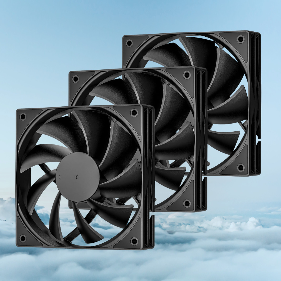 3Pack Black 120mm PC Case Fans High Airflow Low-Noise High Performance Fan Speed