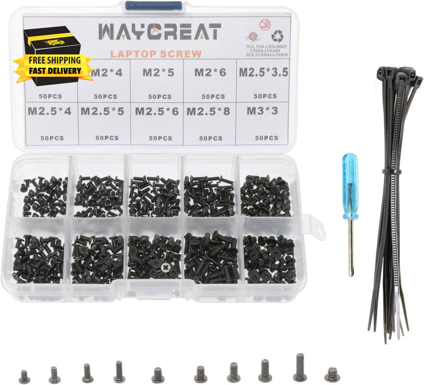 500Pcs M2 M2.5 M3 Laptop Notebook Computer Screws Set Kit for IBM HP Dell Samsun