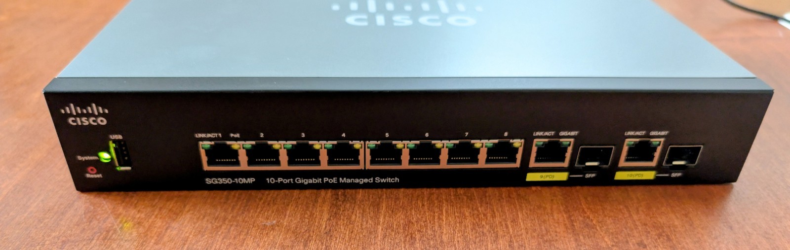Cisco SG350-10MP-K9-NA 10-Port Gigabit Max PoE+ Managed Switch, 124W — Open Box