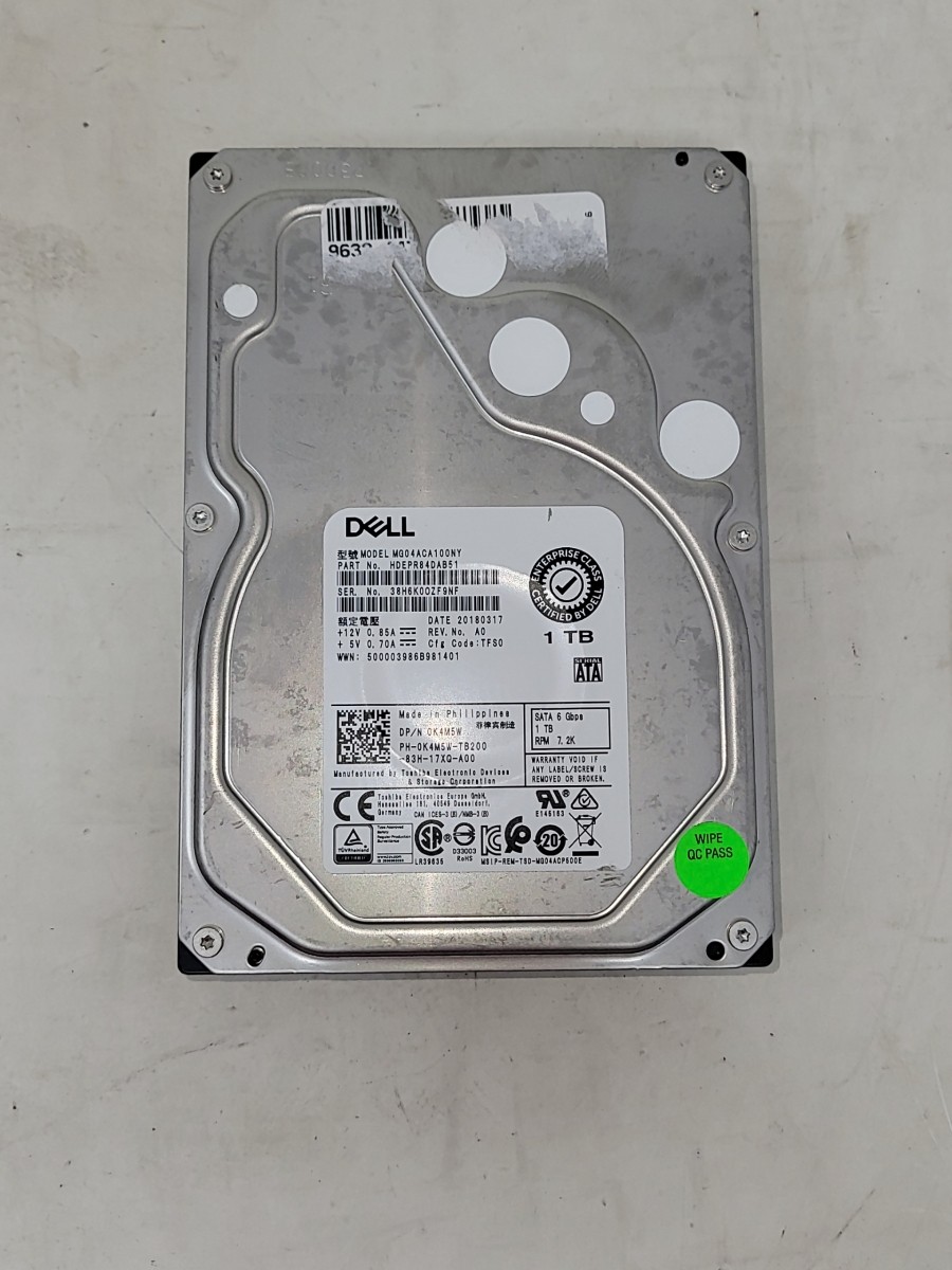 DELL TOSHIBA MG04ACA100NY 0K4M5W 3.5" SATA Hard Drive 1TB