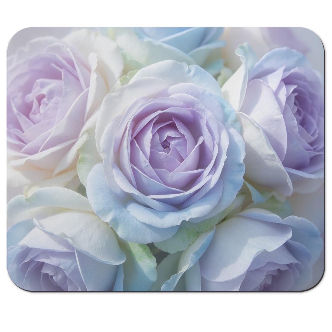 Soft Pastel Blue-Purple Rose Mouse Pad 9.5" x 7.9", Dreamy Floral Cute Desk M...