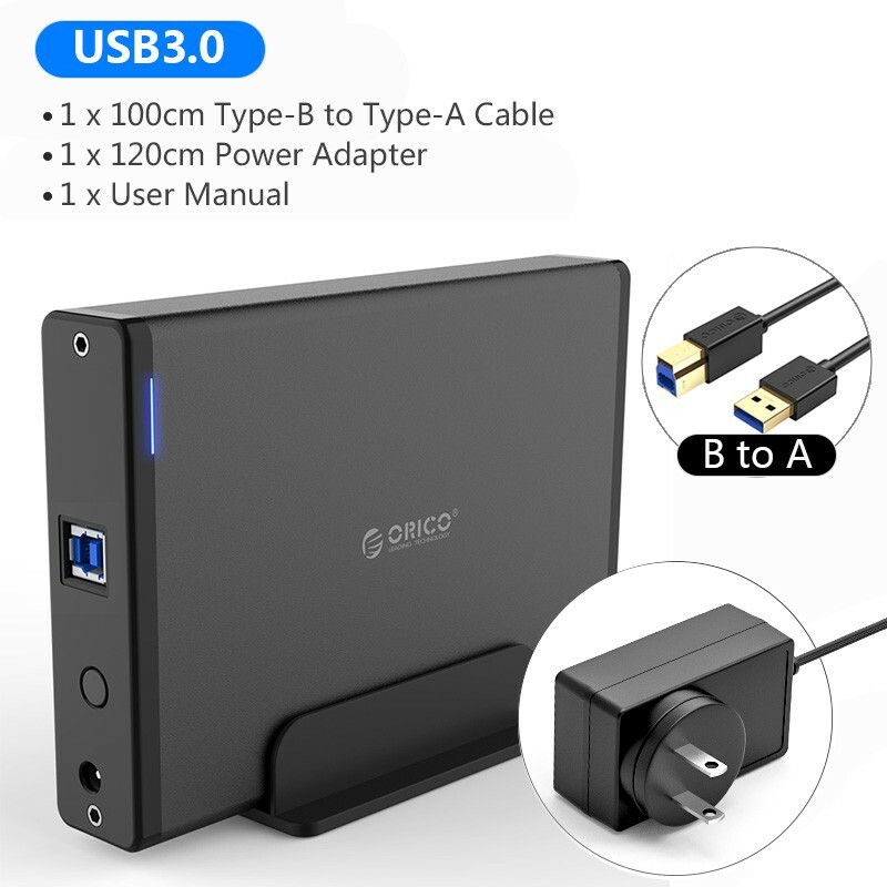 ORICO 3.5\" SATA USB 3.0 Hard Drive Disk External Enclosure Aluminum Case SSD