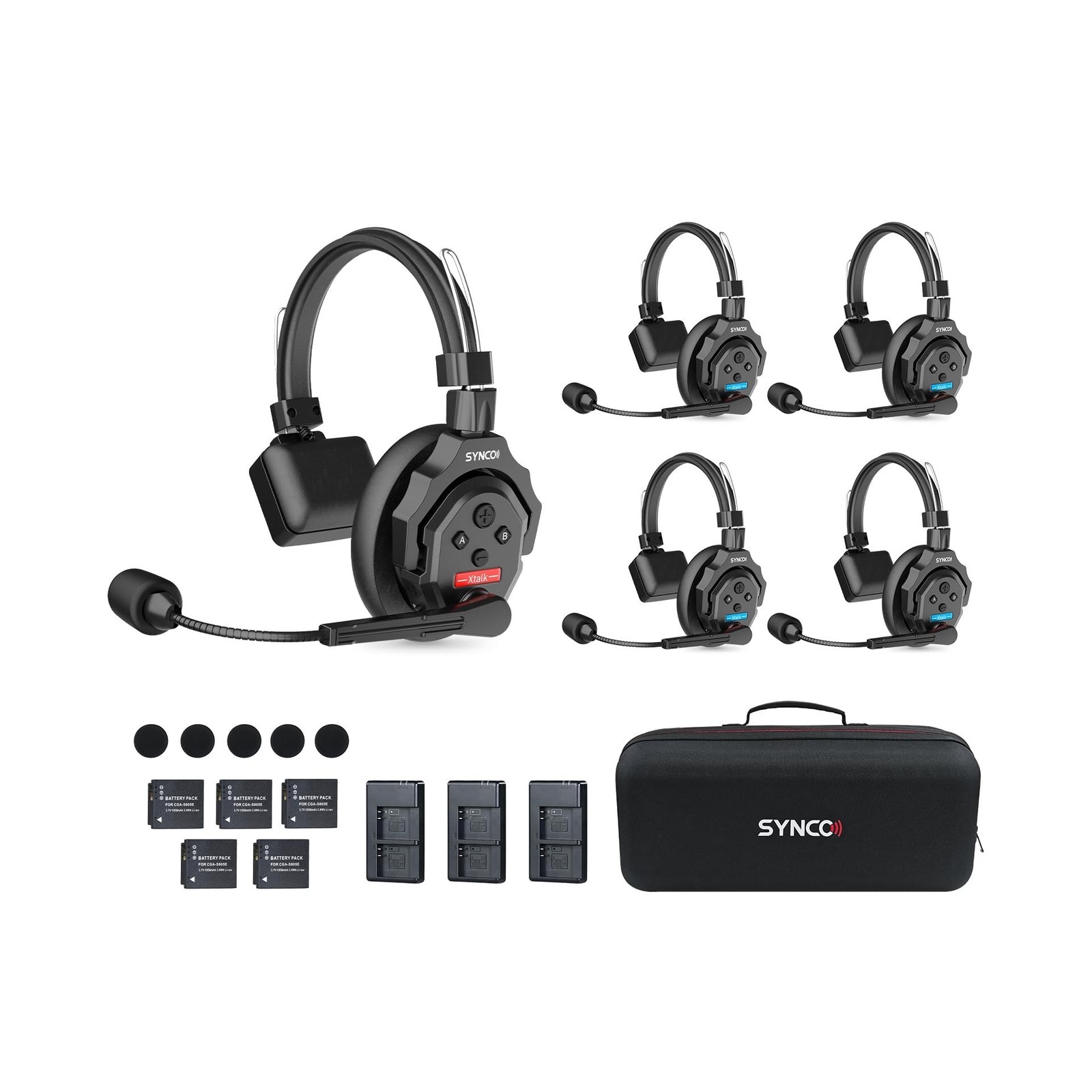 SYNCO XTALK X5 Wireless Intercom Headset System, 2.4GHz Full Duplex Group Tal...