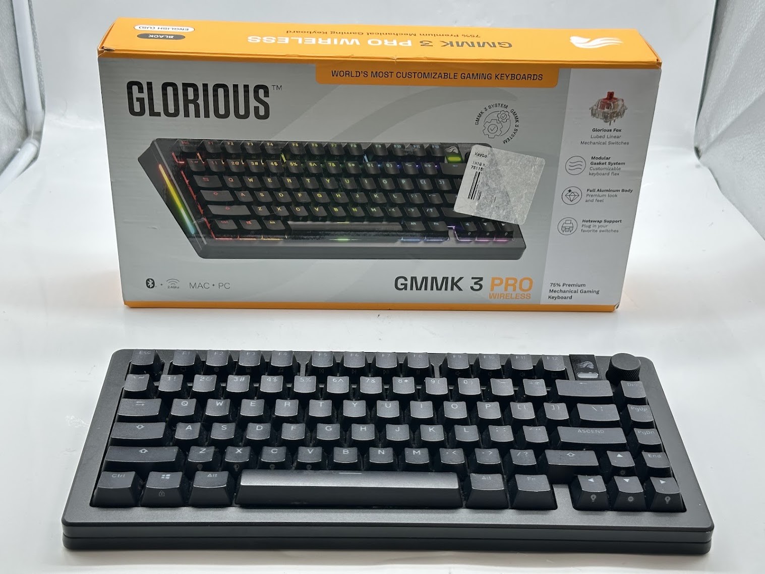 Glorious GMMK 3 PRO 75% Prebuilt Wireless RGB Mechanical - Black