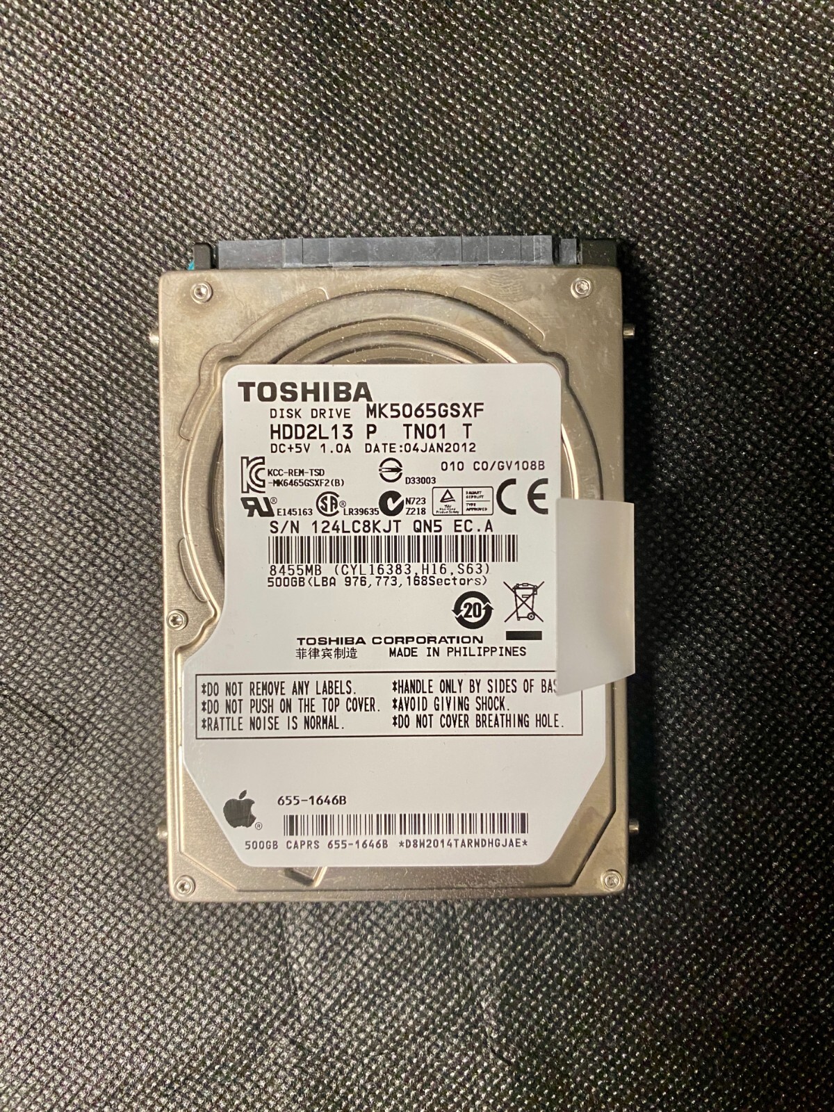 Toshiba 500GB 2.5 inch SATA HDD MK5065GSXF 5400RPM, 8MB Cache