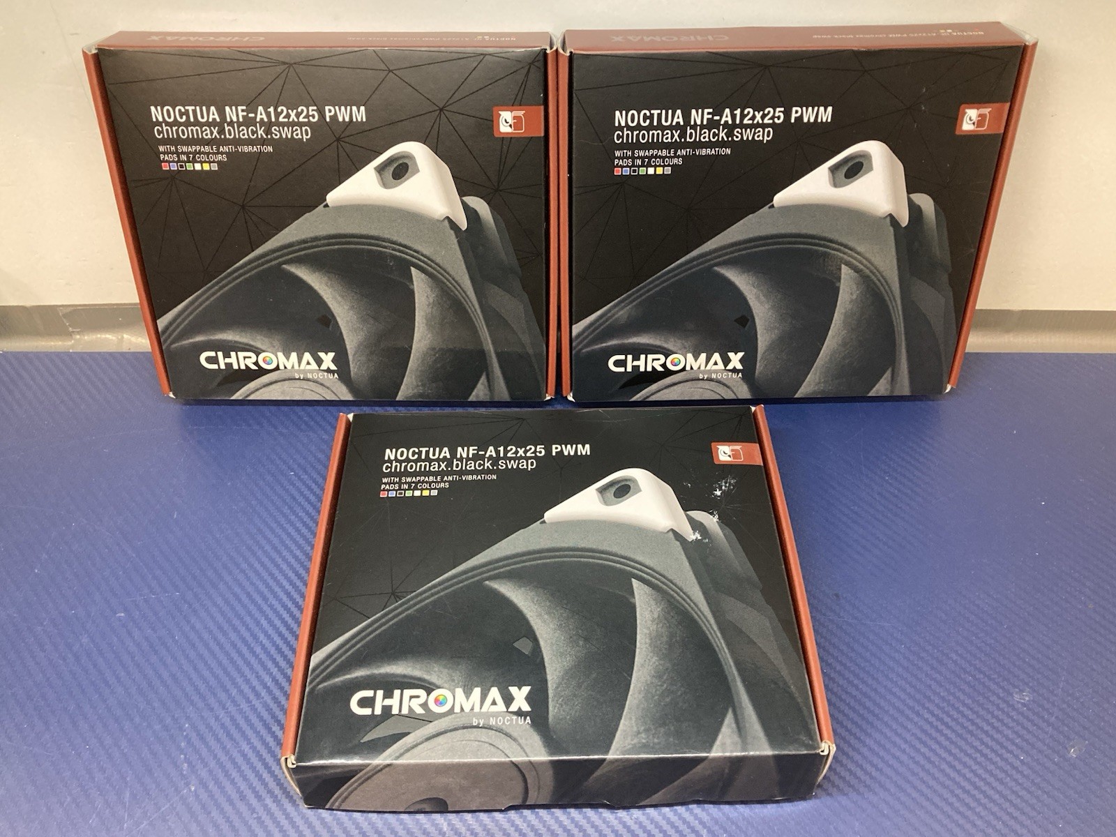 Lot of 3 Noctua NF-A12x25 PWM chromax. Premium Quiet Fan, 4-Pin (120mm, Black)
