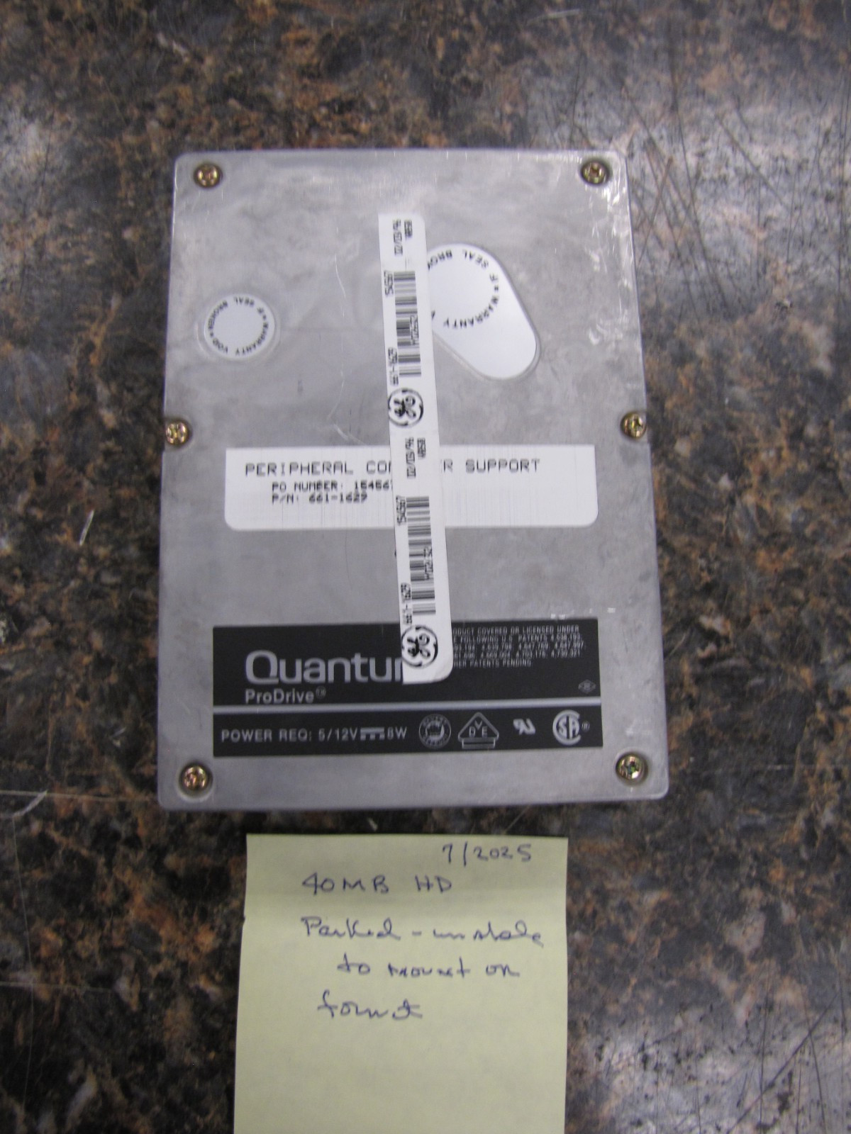 Vintage 1988 Apple Quantum 40MB ProDrive SCSI HDD, 40S 940-40-9402, 800-09-93