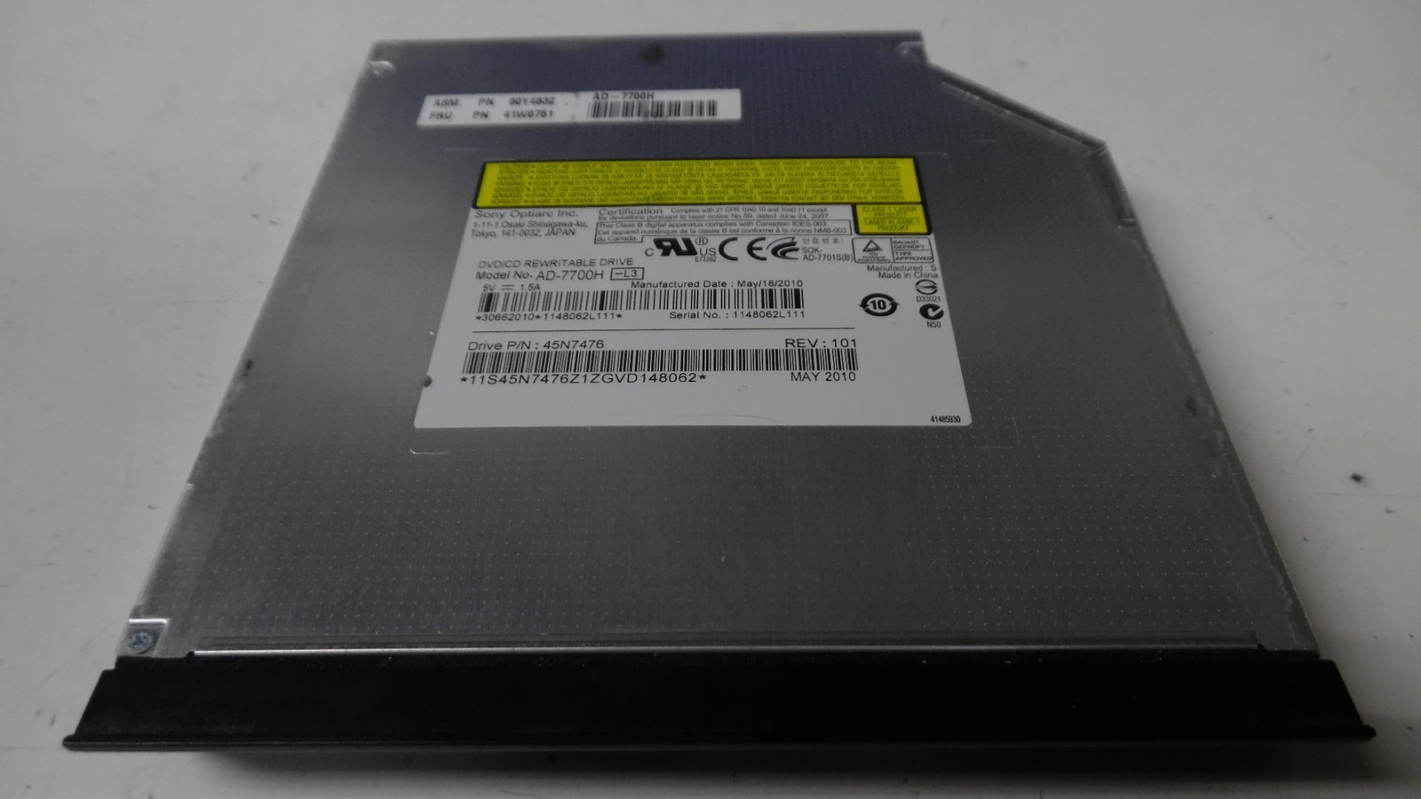 Lenovo ThinkPad L412 - CD/DVD±RW Internal Drive - 41W0751 AD-7700H *