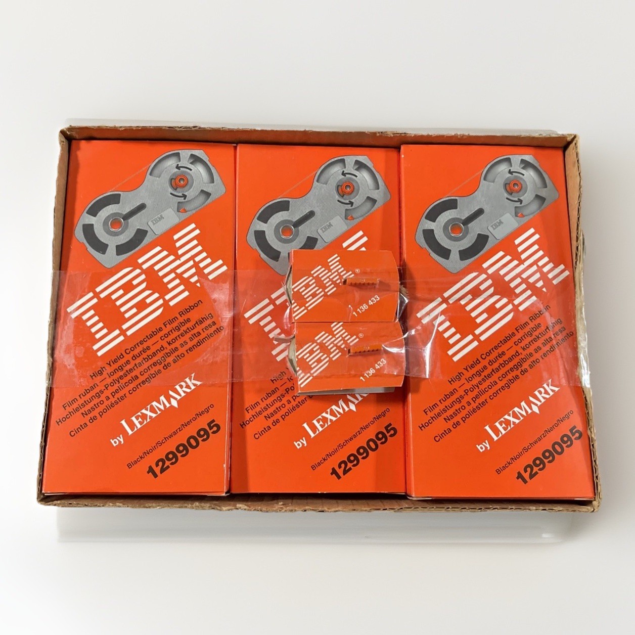 (12) IBM 1299095 Black High Yield Correctable Film Ribbon Lot New Deadstock NIB