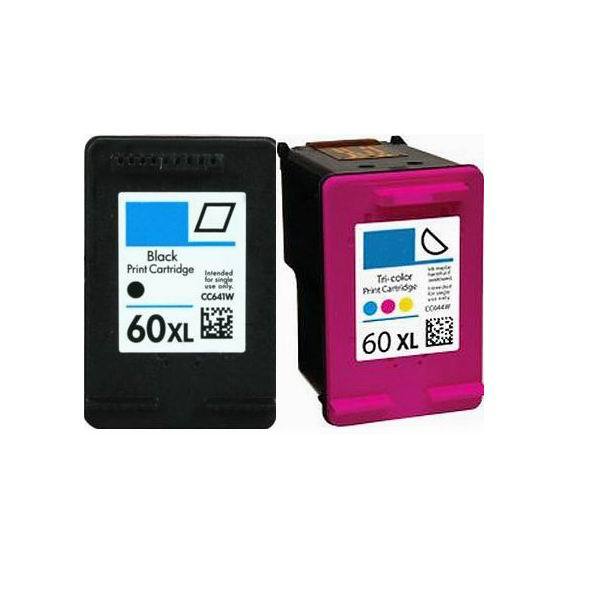 2 Pack Compatible For HP 60 XL Ink Cartridge Combo Photosmart F2430 Printer