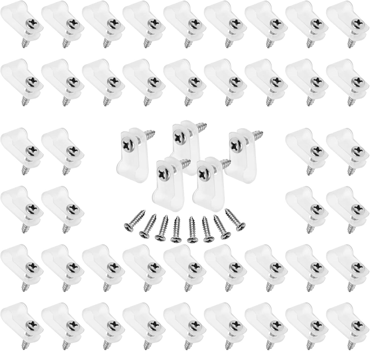 60Pcs 1/4 Inch Nylon Cable Clamps R-Type Wire Clips White with Screws