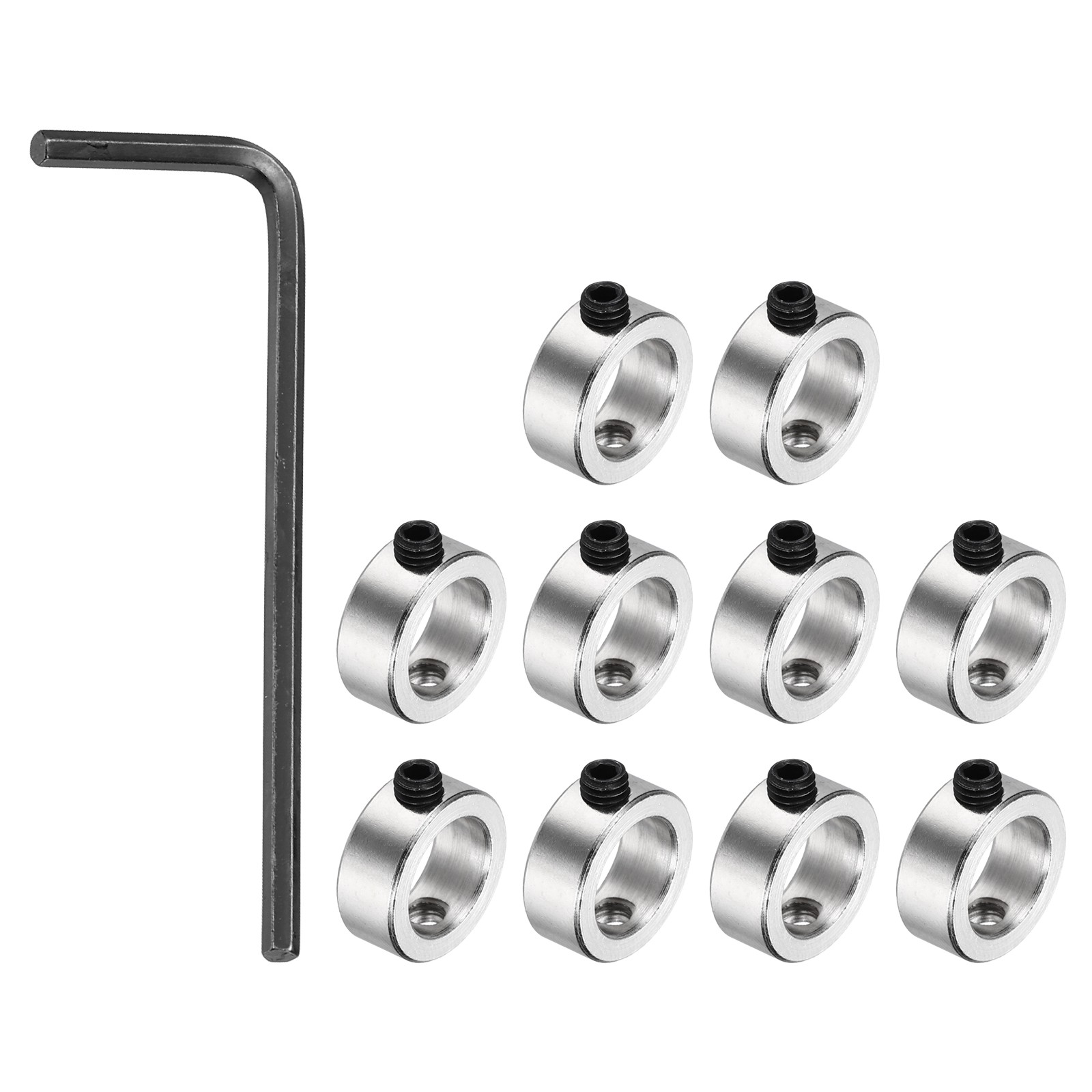 10Pack Shaft Lock Collar 10.05mm Bore 15mm OD 6mm H Collar Set, Silver
