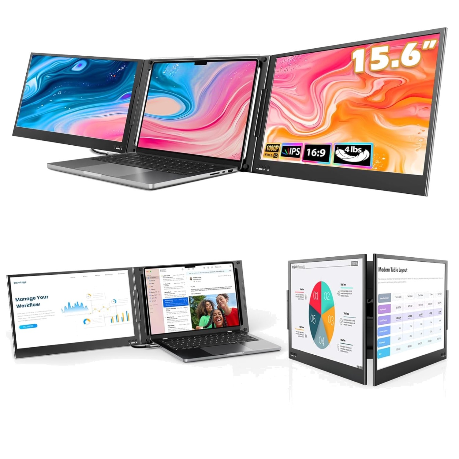 Sleek 15.6 Inch Laptop Screen Extender with Blue Light Filter and Matte Finish