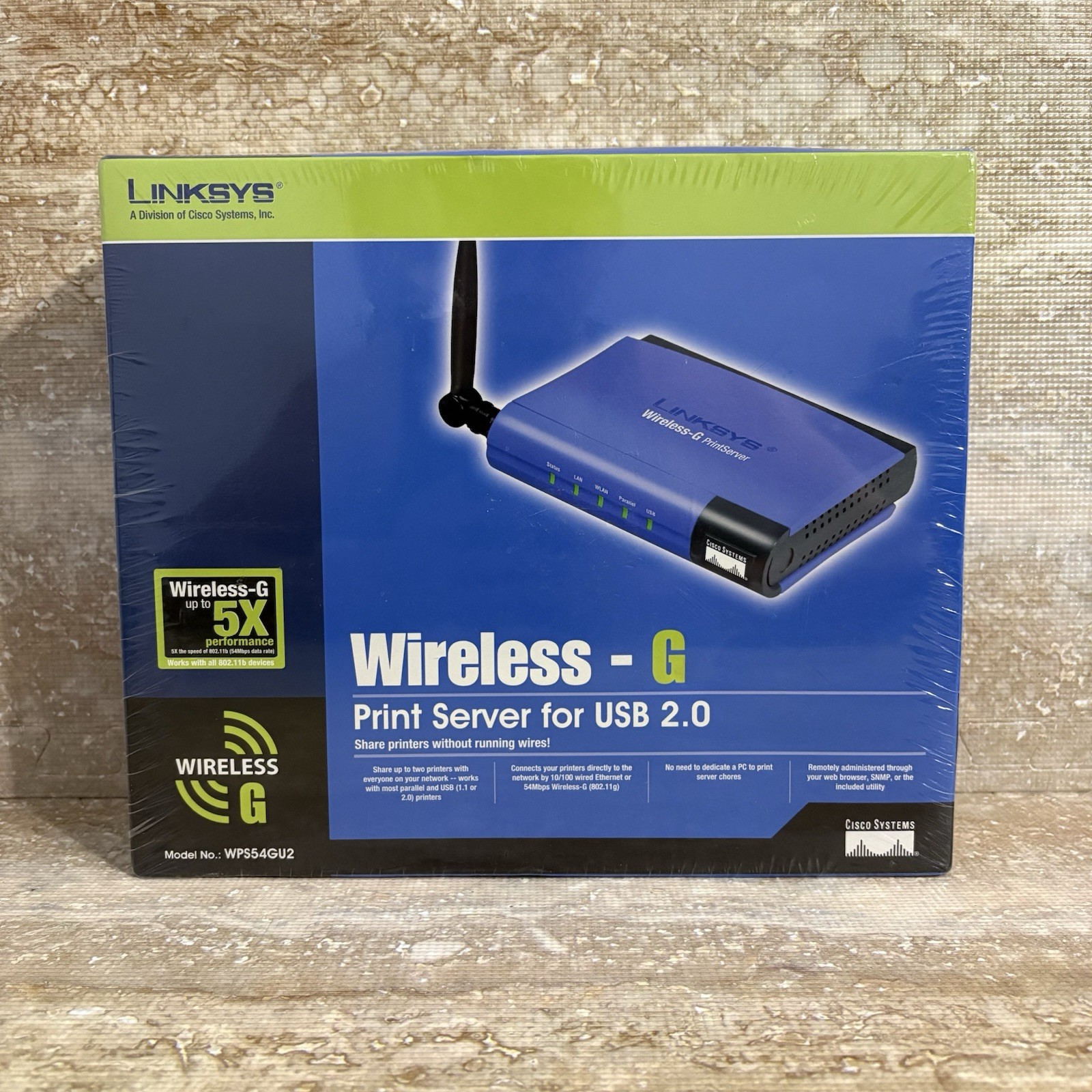 Linksys Wireless-G Print Server for USB 2.0 WPS54GU2 New Old Stock Sealed 🔥