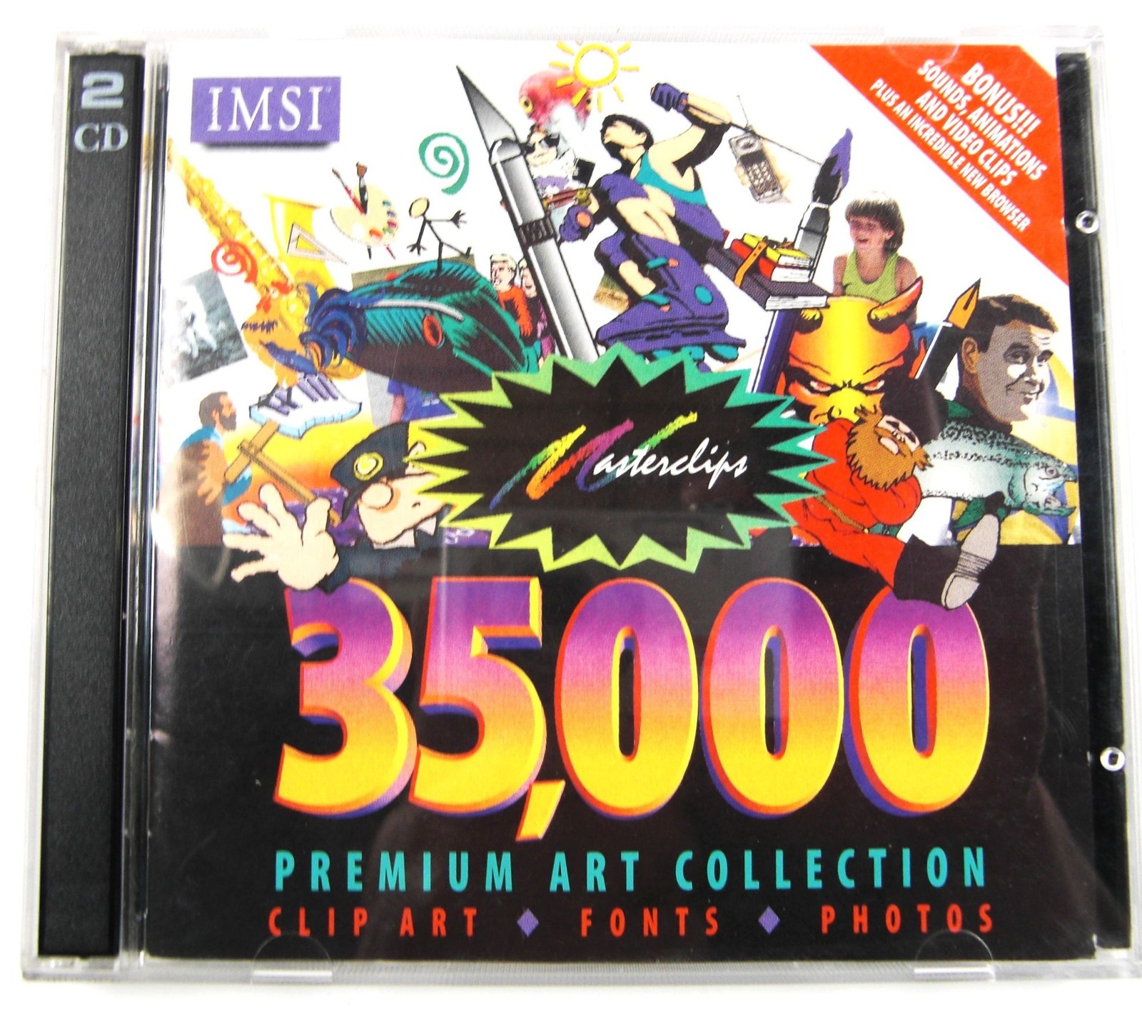 Masterclips 35000 Premium Image Collection 2-CD-ROM Windows 1996 IMSI Vintage Ar