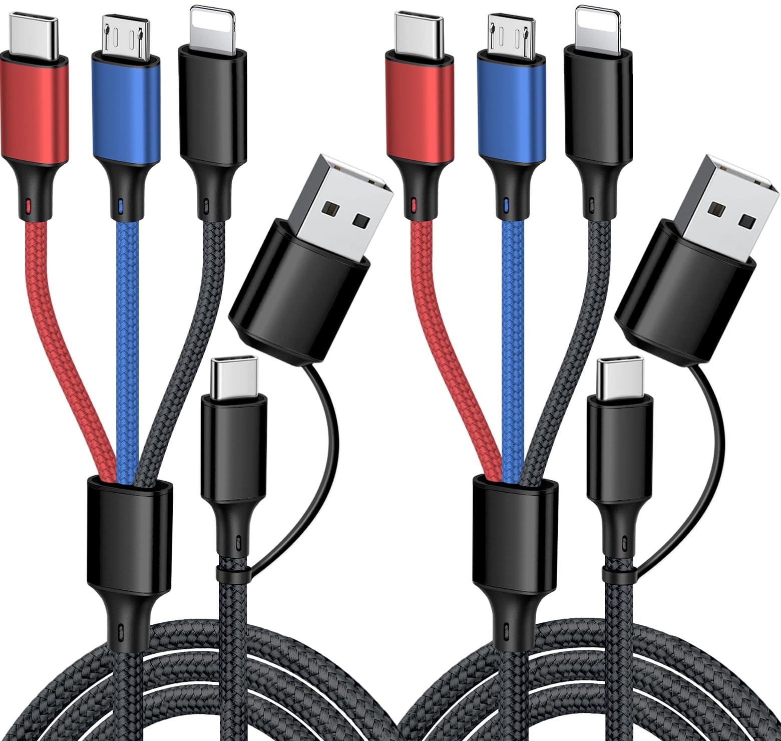 Puxnoin Multi Charging Cable 5 in 1, 2Pack 4FT USB C Charger 4FT, black