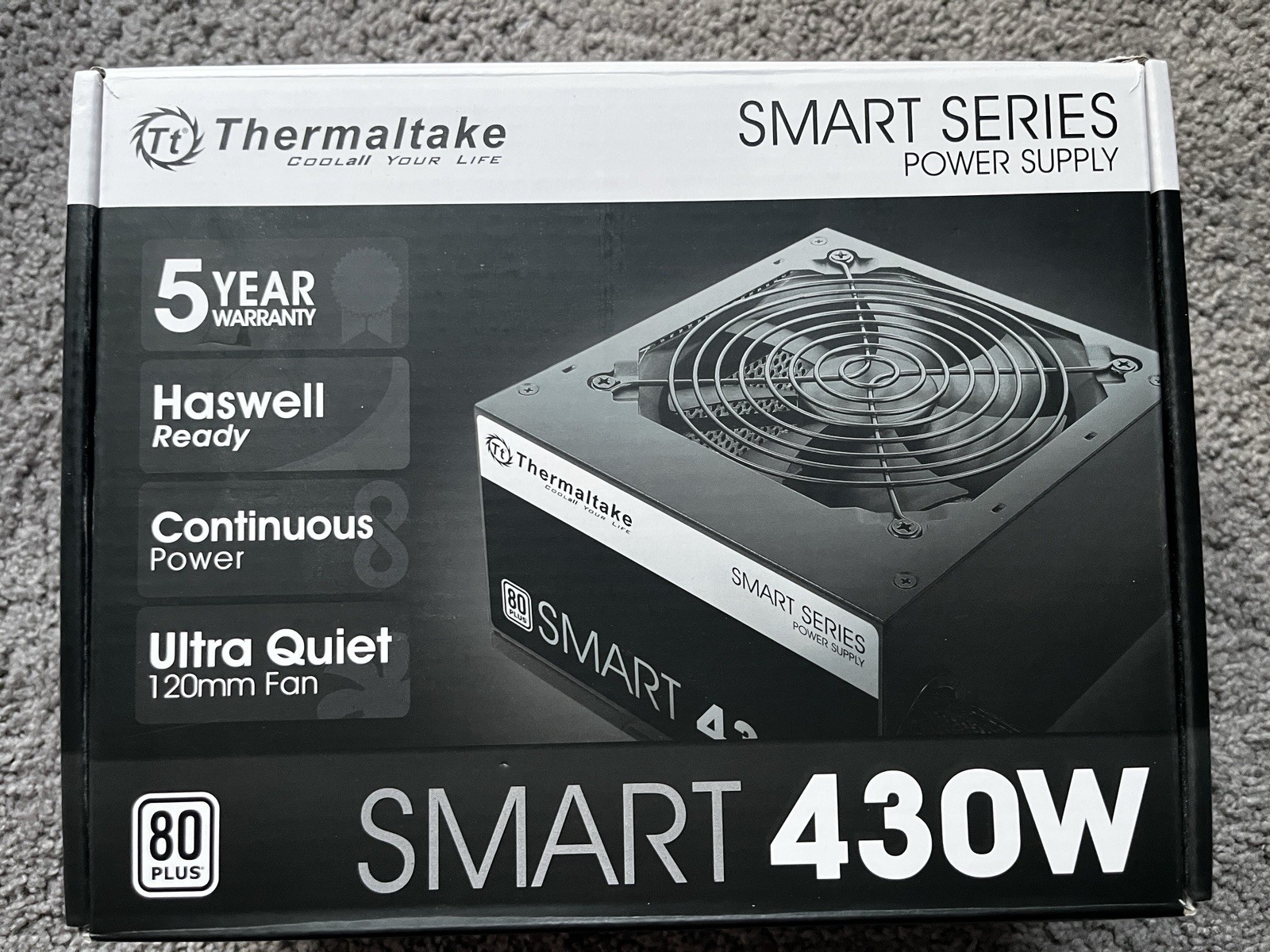 Thermaltake Smart 430W Power Supply 80+ Efficiency New Open Box