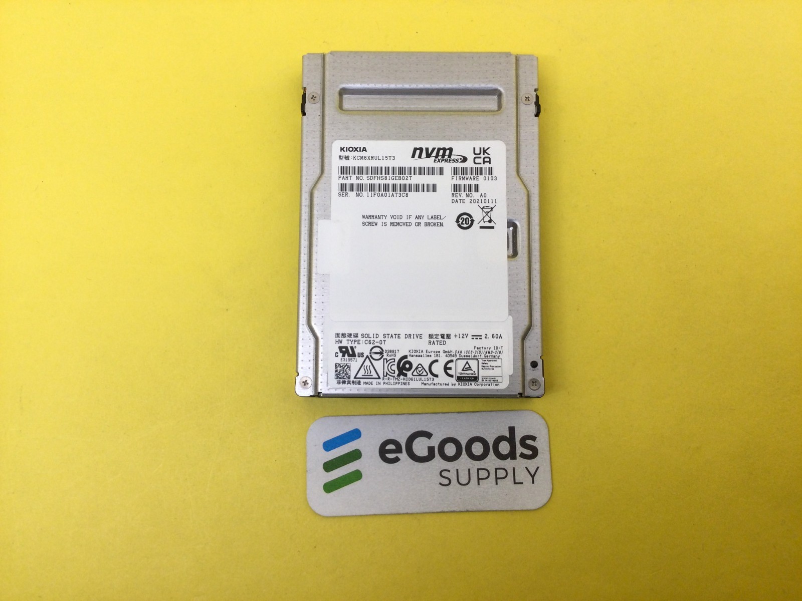 KCM6XRUL15T3 KIOXIA CM6-R 15.36TB NVMe PCIe 4.0 x4 U.3 2.5in SSD