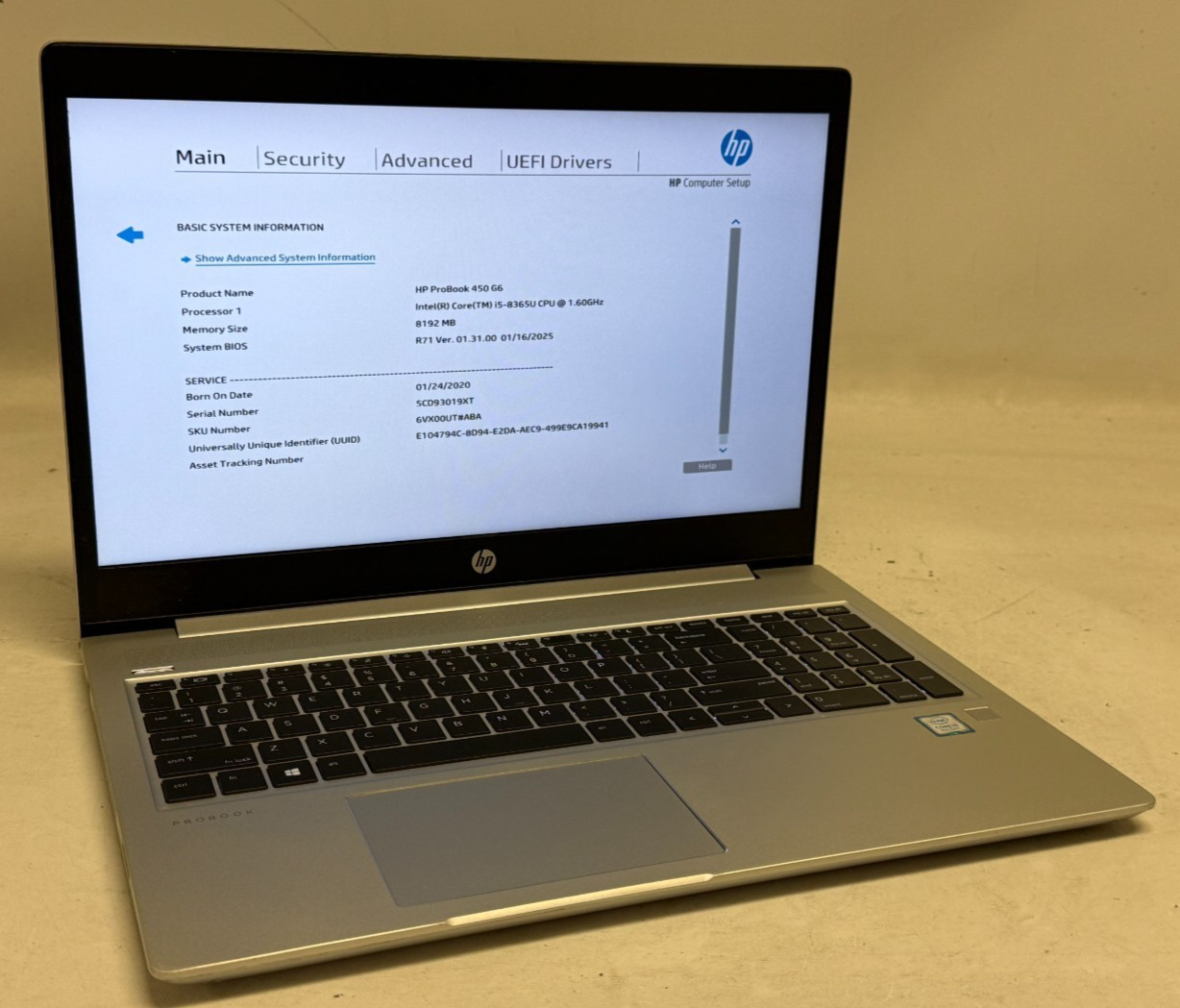 HP ProBook 450 G6 15.6" (i5-8365u 1.60GHz - 8GB RAM - 256GB SSD - Win11Home)*