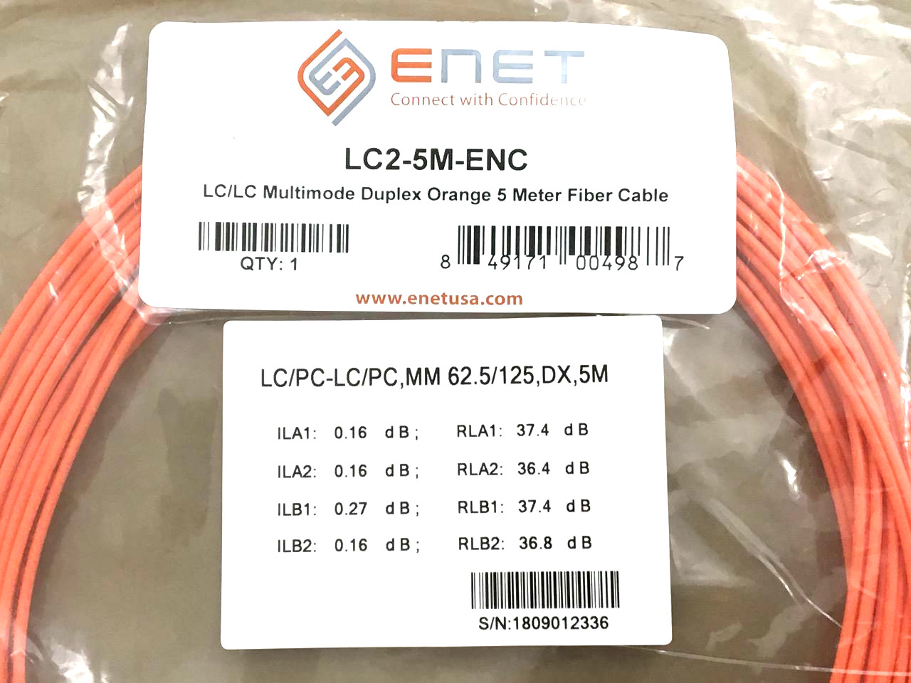 ENET MultiMode LC LC Duplex Fiber Patch Cable 5 meters LC2-5M-ENC ✅❤️️ BRAND NEW