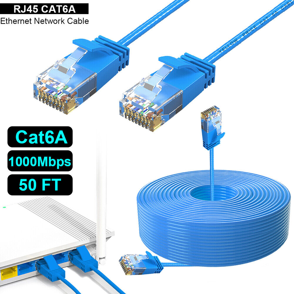 Long Cat6a Ethernet Cable 50ft, Ultra Speed Gaming UTP Patch LAN Network Cord