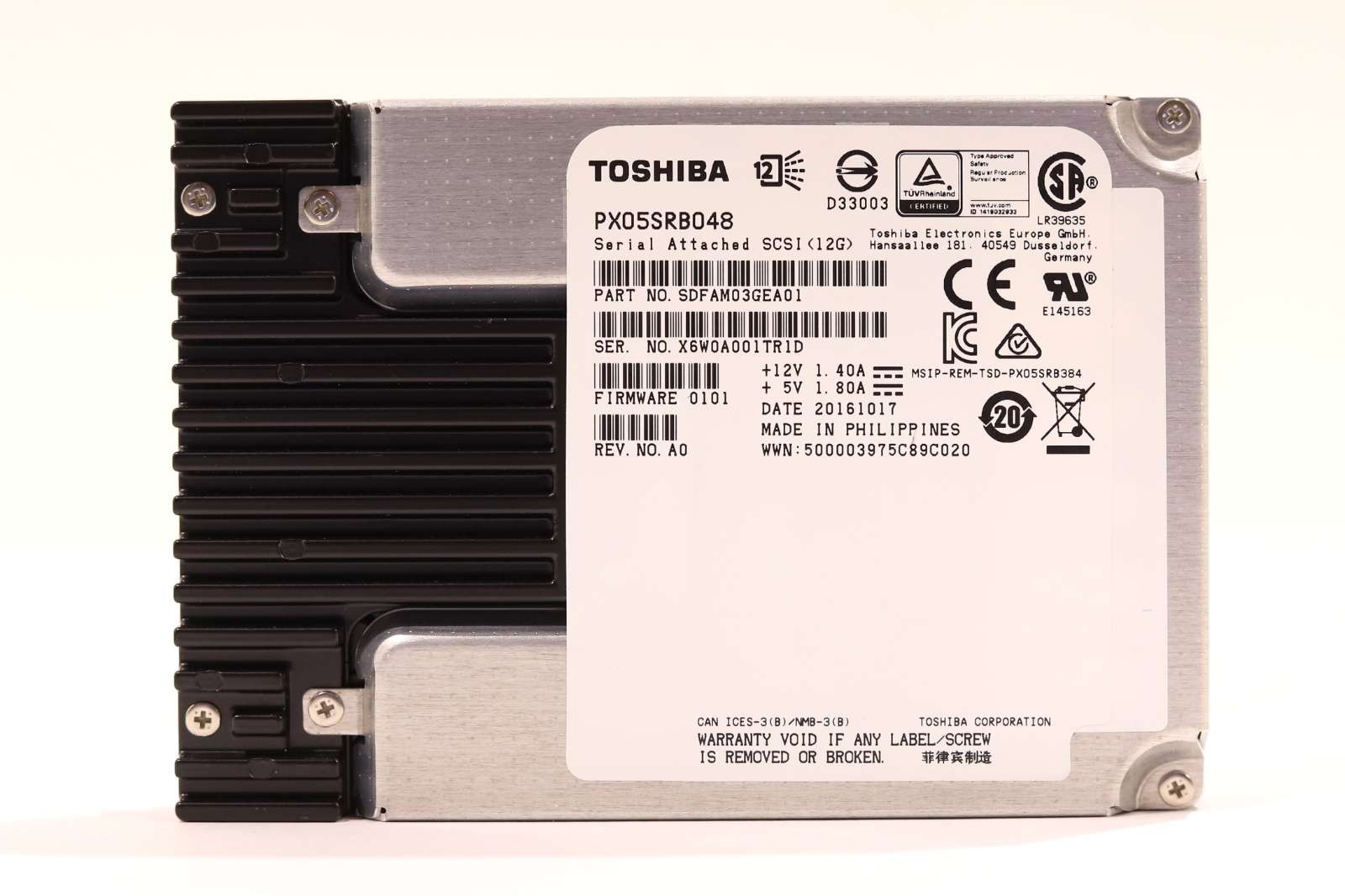Toshiba PX05SRB048 400GB 2.5" 12Gb/s SAS Solid State Drive P/N: SDFAM03GEA01