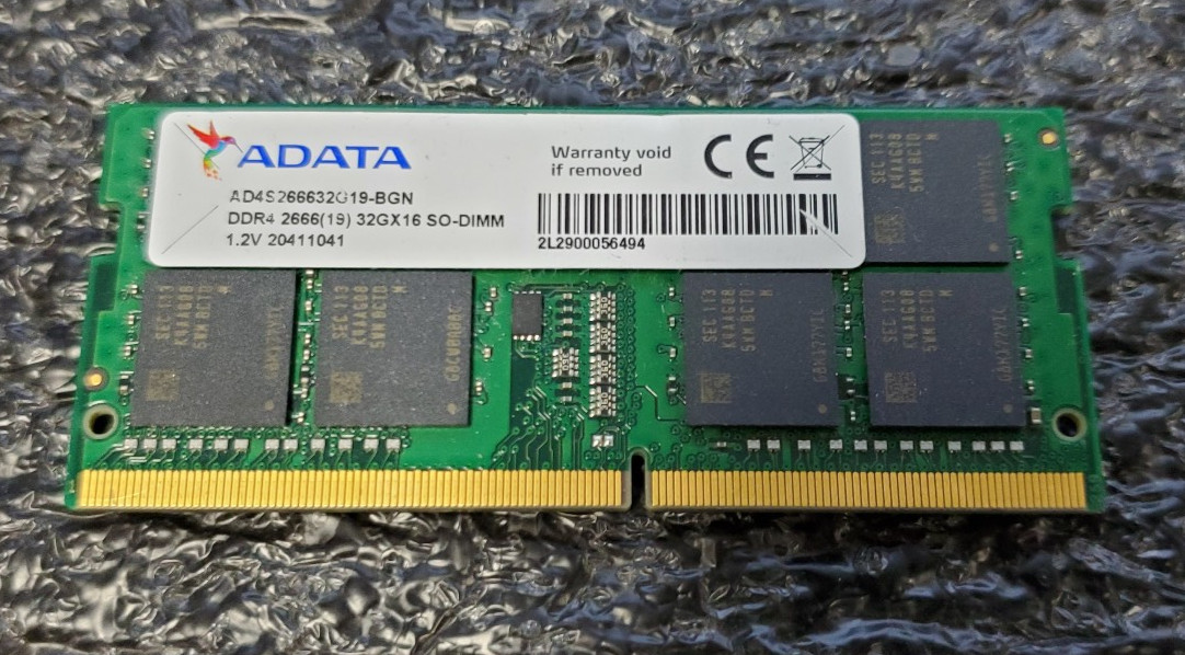 32GB (1x32GB) ADATA PC4-2666 DDR4 Laptop SO-DIMM RAM AD4S266632G19-BGN