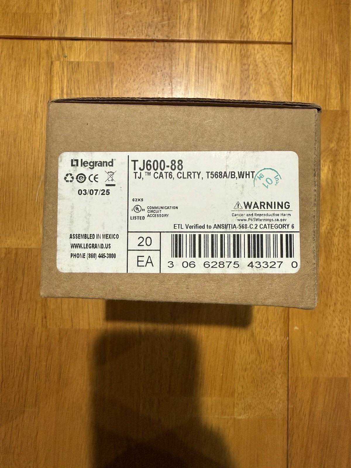 Legrand TJ600-88 Cat6 Clarity T568A/B 20-Pack