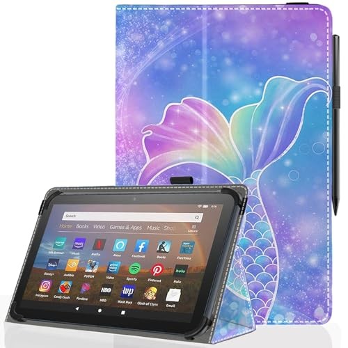 Universal 11 12 Inch Android Tablet Case - Slim Folding Stand Cover -Mermaid