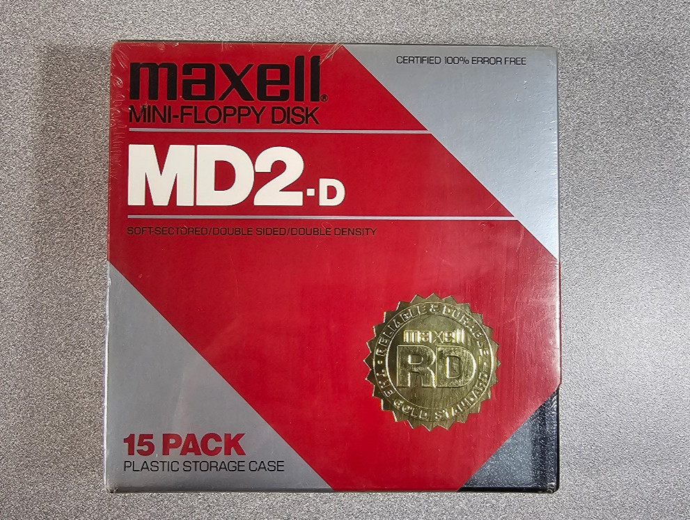 Maxell MD2-D Mini-Floppy Disk 5.25 15 Pack Plastic Case New Sealed Vintage 💾