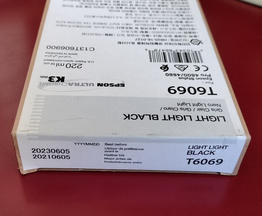 06-2023 GENUINE EPSON T6069 LIGHT LIGHT BLACK 220ml K3 INK STYLUS PRO 4800 4880
