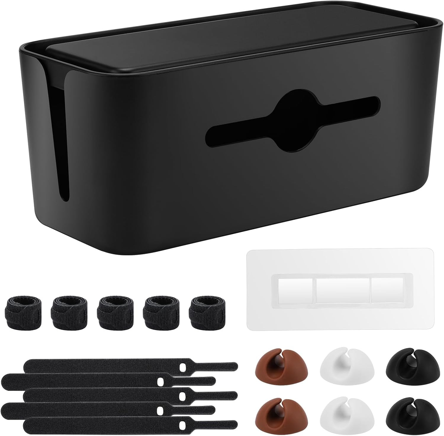 Cable Management Box Cord Organizer Desk Floor Hide Power Strip HomeOffice Black