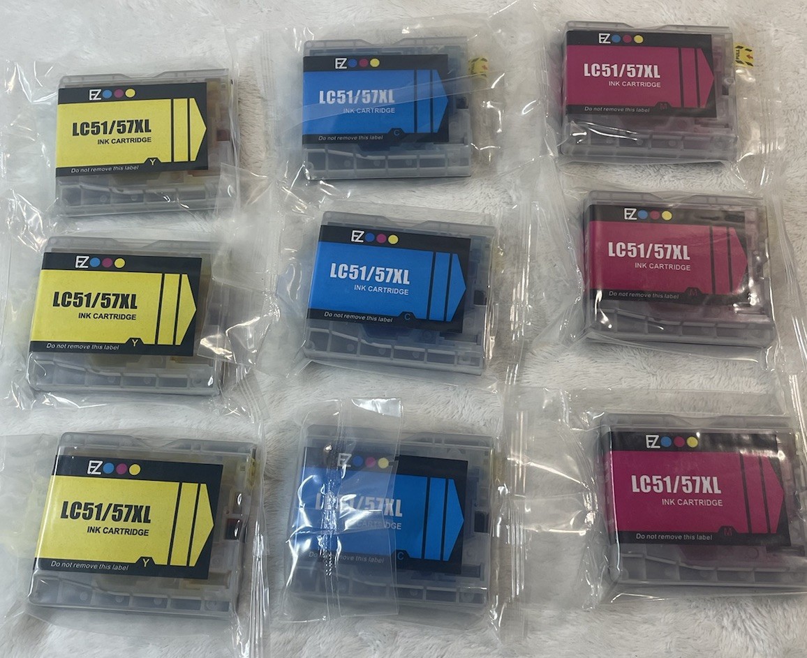 9 EZ Ink Cartridges LC51/57XL Comp w/ Brother DCP-130C DCP-330C DCP-350C Color