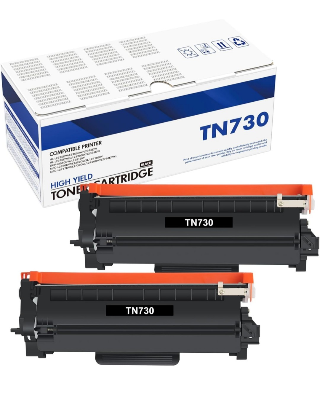 Brother TN730 (2-Pack) CompatibleTN-730 Black Toner Cartridge Replacement TN760