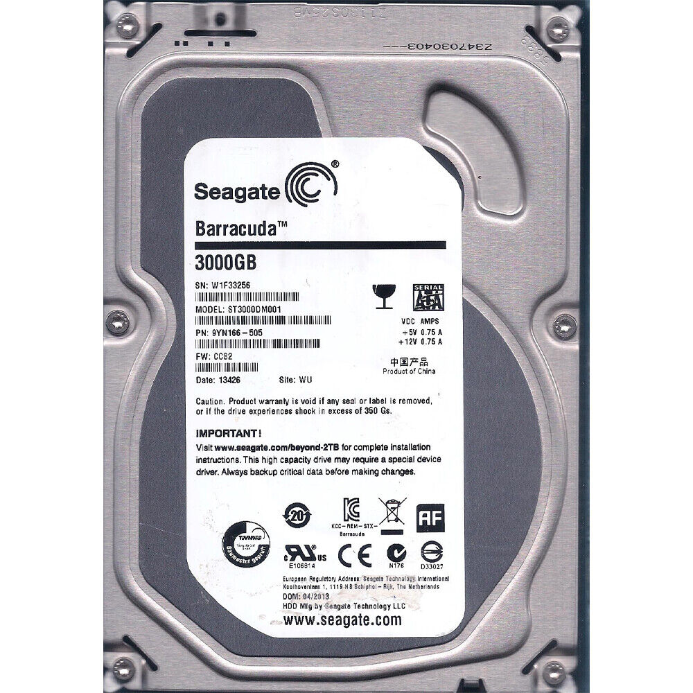 Seagate Barracuda ST3000DM001 3TB 7,200RPM 3.5 Inch Desktop Hard Drive
