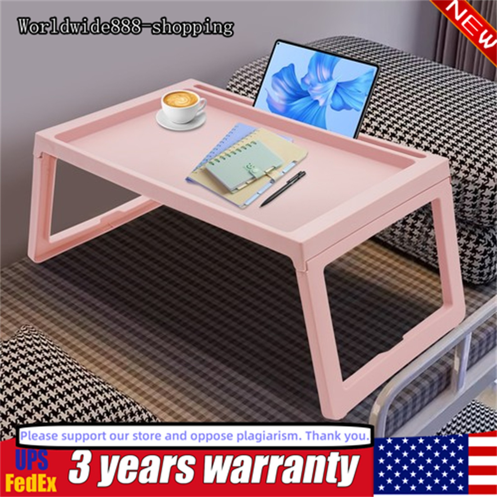 6 Set Lap Desks Foldable Laptop Desk Tray Table Computer Bed Stand Pink