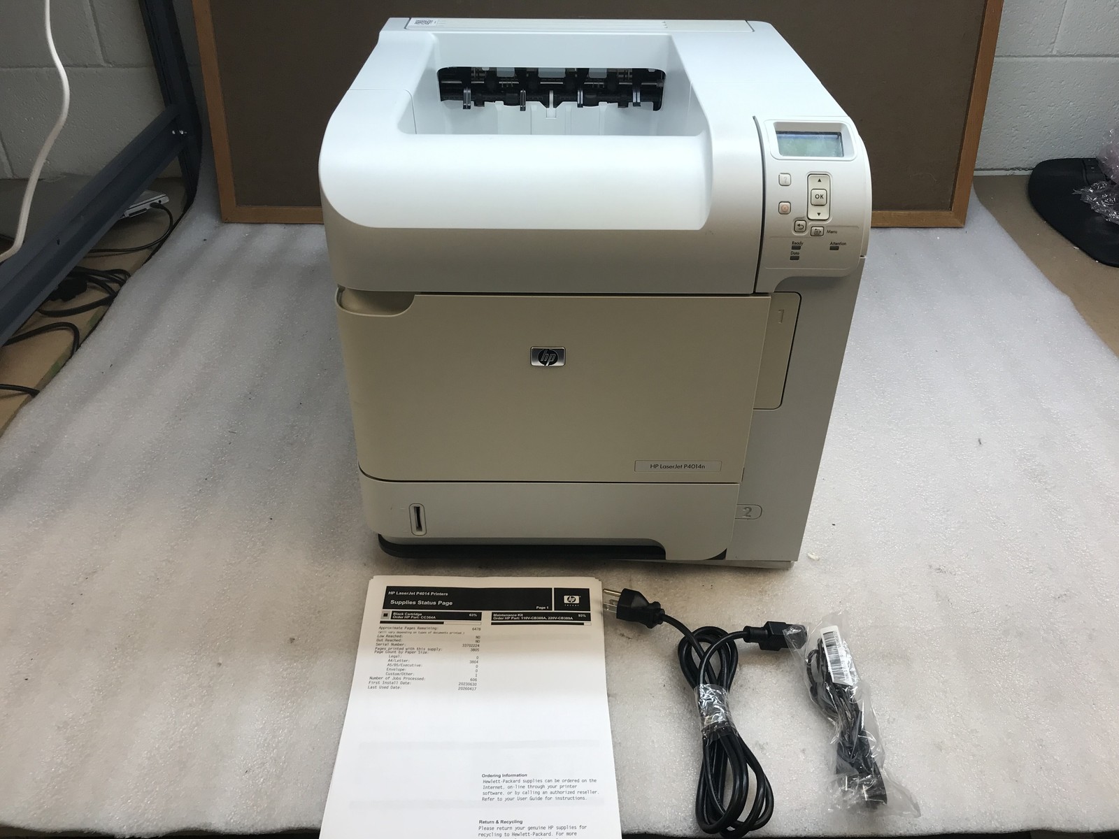 HP LaserJet P4014n Monochrome Workgroup Laser Printer CB507A 17k Pg Ct w/ Toner